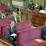 Cinco de los doce acusados, ayer, durante la 28ª sesión del juicio del «procés»