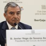 El presidente del Círculo de Empresarios, Javier Vega de Seoane, durante su participación hoy en un desayuno organizado por el Club Diálogos para la Democracia.