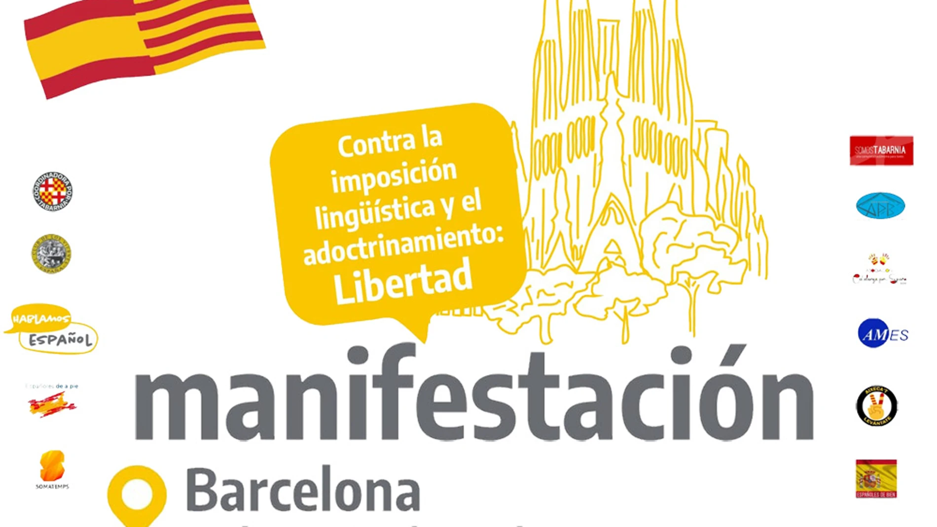 Convocan en Barcelona el 16 de septiembre una manifestación en favor de la libertad lingüística