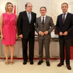 Alicia García, Juan Vicente Herrera, Jaume Giró y José Manuel Bilbao, momentos antes de la firma del convenio