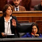 La ministra de Justicia, Dolores Delgado, durante su intervención en la sesión de control al Ejecutivo en el Congreso