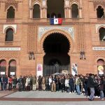 Todos los congregados para guardar un minuto de silencio, esta mañana en Las Ventas