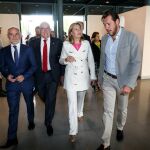 El alcalde de Valladolid, Óscar Puente, junto a la consejera de Economía y Hacienda de la Junta, Pilar del Olmo; el presidente de la Diputación Provincial, Jesús Julio Carnero, y el presidente del Comité Ejecutivo de la Feria, Víctor Caramanzana, llegan a la Feria de Muestras para su inauguración
