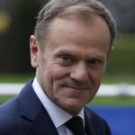 El presidente del Consejo Europeo, Donald Tusk, a su llegada a la reunión de líderes del Partido Popular Europeo (PPE) previa a la cumbre del Consejo Europeo que se celebra en Bruselas (Bélgica).
