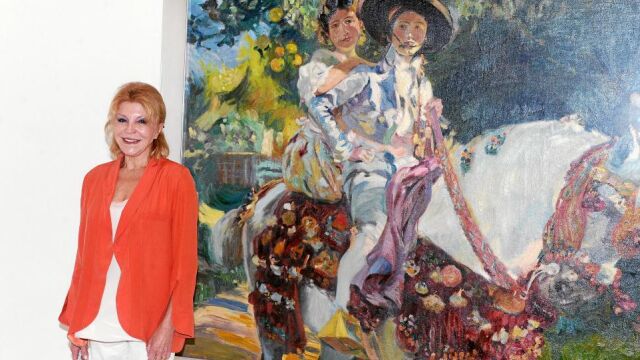 Carmen Thyssen durante la presentación de una exposición permanente en el museo