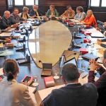 Imagen de la reunión de ayer de la Junta de Portavoces en el Parlament
