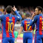 El delantero argentino del FC Barcelona Lionel Messi celebra su gol ante el Athletic.