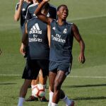 Vinicius, durante un entrenamiento con la primera plantilla