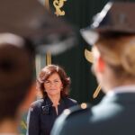 Carmen Calvo preside el acto de reconocimiento de la mujer guardia civil con motivo del 30 aniversario de su incorporación al Cuerpo. EFE/Juan Carlos Hidalgo