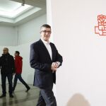 Patxi López, en la sede del PSOE.