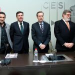 El consejero Fernández Carriedo junto a Germán Barrios, Santiago Aparicio, Vicente Andrés y Faustino Temprano en una imagen de archivo