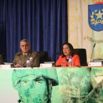 Margarita Robles inaugura las jornadas "El Ejército de Tierra y los retos de futuro. Liderazgo y gestión del talento"/ Foto: Twitter Ejército del Aire