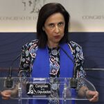 La portavoz socialista, Margarita Robles, durante la rueda de prensa posterior a la reunión de la Junta de Portavoces /Efe