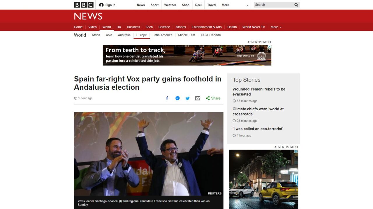 Así ve la prensa internacional la irrupción de VOX en Andalucía