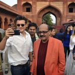 El actor británicor Orlando Bloom durante su visita a La India.