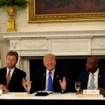 Donald Trump durante un encuentro con los senadores republicanos