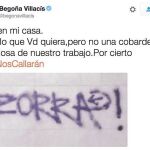La pintada ni siquiera hacía alusión a su labor política. Ella misma lo denunció en Twitter