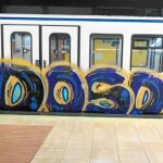 Imagen de archivo de grafitis en un vagón de metro