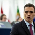 Pedro Sánchez, durante su intervención en el Parlamento Europeo
