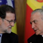 Michel Temer y Mariano Rajoy durante su reunión en el Palacio Planalto
