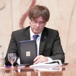 Puigdemont, ayer en su reunión semanal en el Palau de la Generalitat