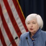 Janet Yellen durante la rueda de prensa para comentar la subida de tipos