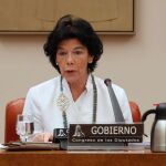 La ministra de Educación, Isabel Celaá, durante su comparecencia/Foto: Efe