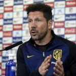 El entrenador del Atlético de Madrid Diego Simeone al inicio de la rueda de prensa