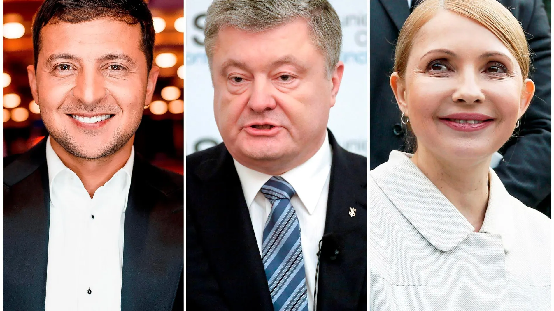 Vladímir Zelenski, el presidente ucraniano Poroshenko y la ex primera ministra Yulia Timoshenko