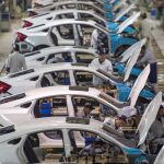Imagen de archivo de una fábrica de producción de coches Honda