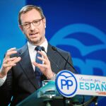 Maroto,ayer, durante la rueda de prensa en Génova tras la reunión de la Ejecutiva