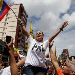 Lilian Tintori, hoy, durnate la manifestación en Caracas.