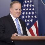 El portavoz de la Casa Blanca, Sean Spicer durante una conferencia de prensa en la residencia presidencial en Washington, Estados Unidos