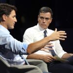 Pedro Sánchez y Justin Trudeau, durante su participación en el "Global Progressive Forum"/Foto: Efe