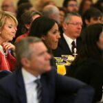 La portavoz del PP en el Ayuntamiento de Madrid, Esperanza Aguirre durante el desayuno informativo en el que ha participado hoy la alcaldesa de Madrid, Manuela Carmena,