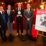 Enrique Cornejo, Jesús Julio Carnero, Iván Sanz Martínez y el poeta Miguel Sánchez Robles durante la entrega del Premio