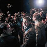 Arnaldo Otegi, ayer en un momento del acto multitudinario en el velódromo de Anoeta