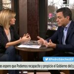 El secretario general del PSOE, Pedro Sánchez, en un momento de su entrevista con Susanna Grisso en Espejo Público