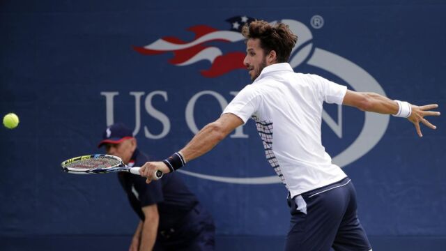Feliciano López, durante su encuentro con Nikoloz Basilashvili