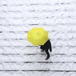 Un hombre baja unas escaleras nevadas en Central Park durante una tormenta invernal en Nueva York.