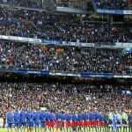 El Barcelona, en un partido en el Santiago Bernabéu