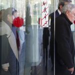El exdirector administrativo del Palau de la Música Jordi Montull, seguido por su hija Gemma Montull, a la salida de la Ciudad de la Justicia