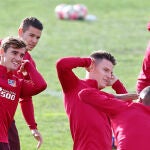 Griezmann, durante el último entrenamiento del Atlético
