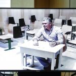 Francisco Granados, durante una comparecencia por videoconferencia desde la cárcel de Estremera.