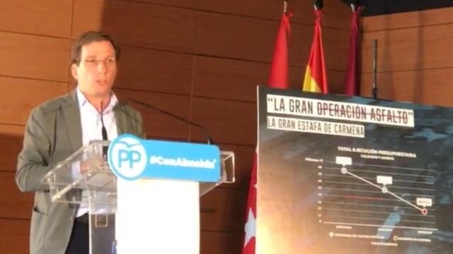 El portavoz del PP del Ayuntamiento de Madrid, José Luis Martínez Almeida, durante el acto de presentación
