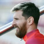 Lionel Messi, durante el entrenamiento de ayer, aunque finalmente fue descartado para el encuentro contra el Málaga por un proceso vírico