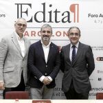 Jaume Casals, Jaume Collboni y Patrici Tixis, ayer, en la presentación del I Foro Anual de Editores