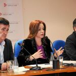 La presidenta de las Cortes, Silvia Clemente, presenta las rutas históricas junto a Jesús García y Francisco Vázquez