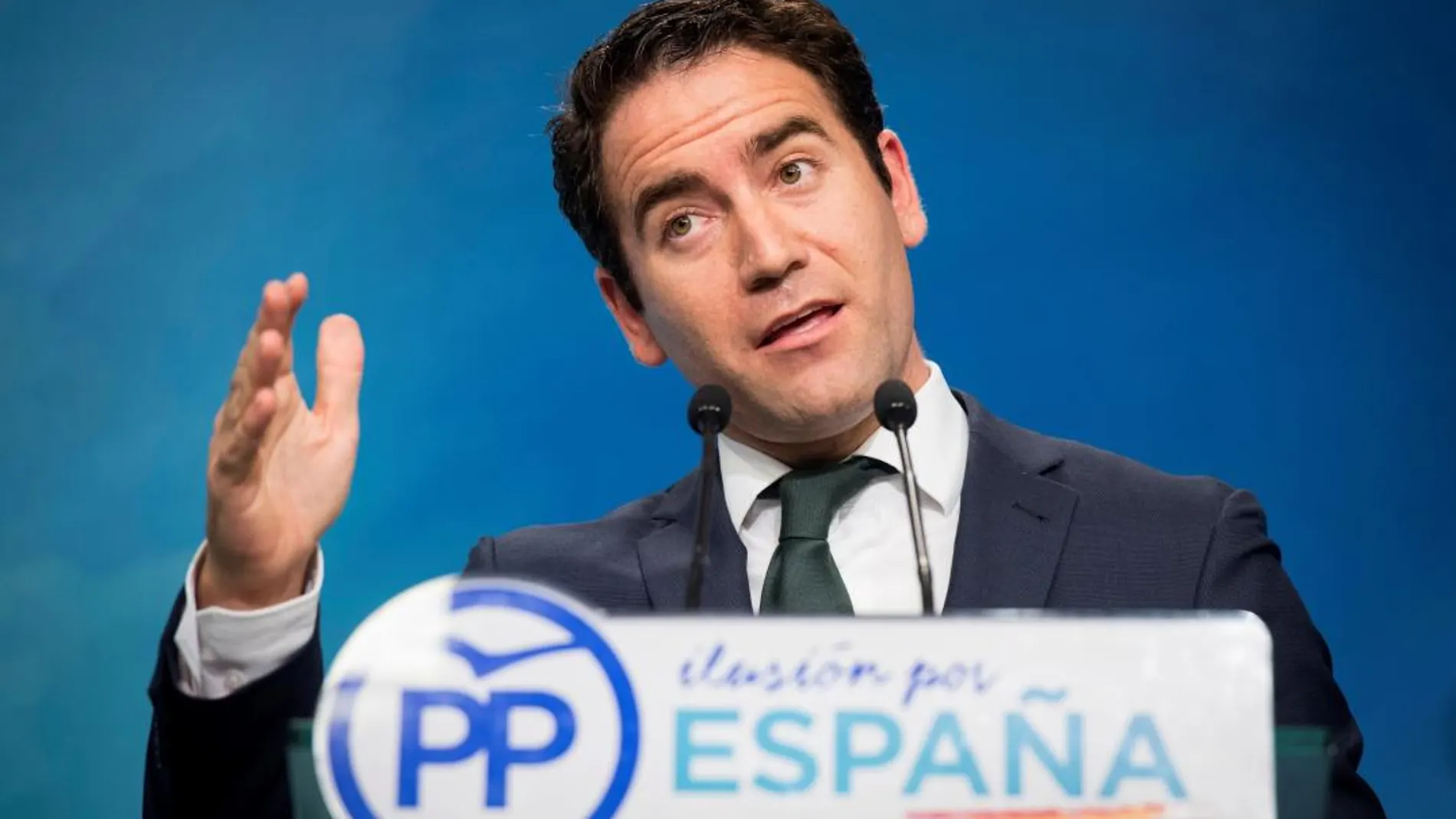 El secretario general del PP, Teodoro García Egea, tras el Comité de Dirección celebrada hoy en la sede de la calle Génova. EFE/Luca Piergiovanni
