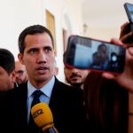 Juan Guaidó ante los medios el pasado 29 de enero